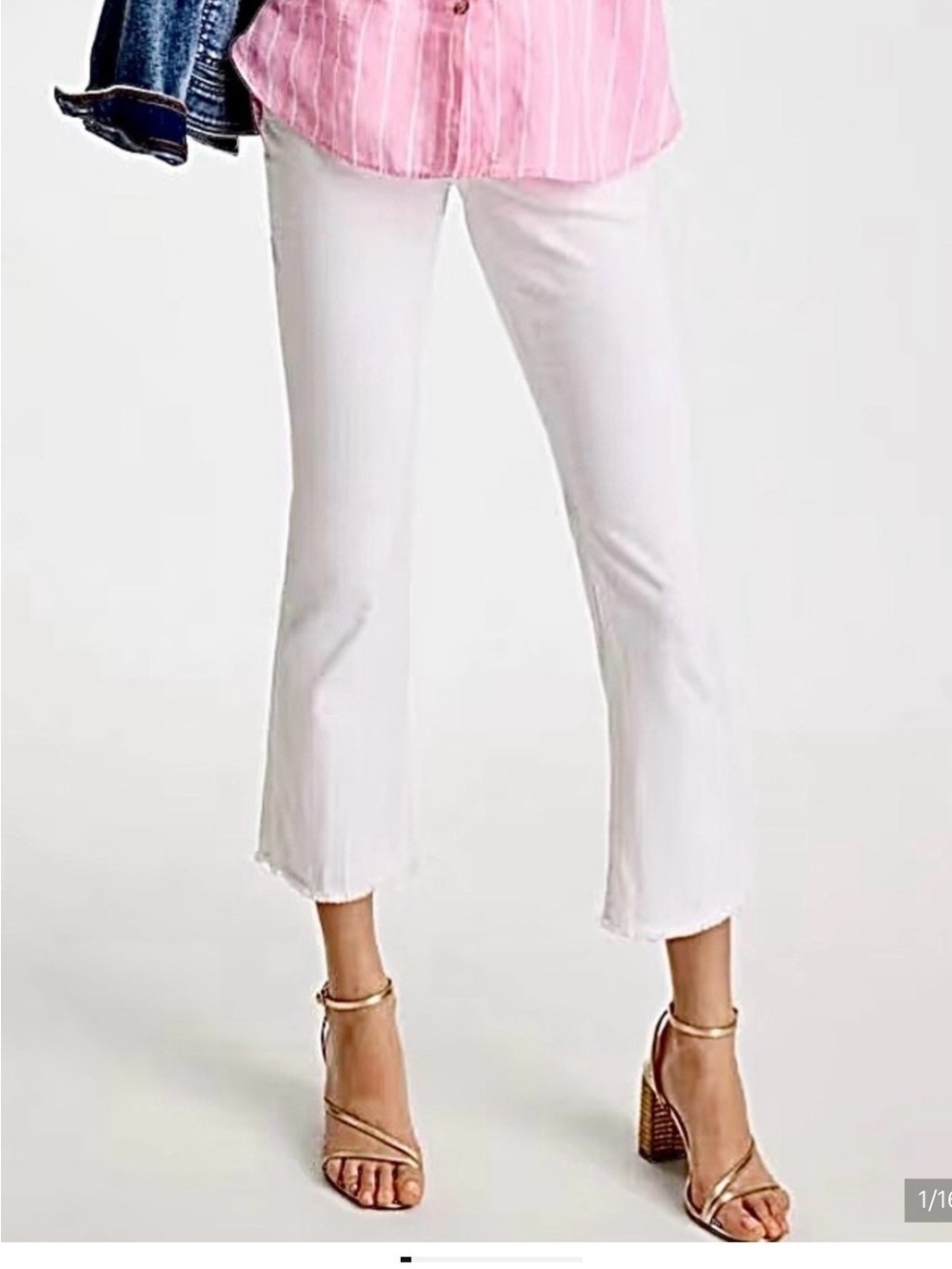 Chico's 2.5 (14) So Slimming White Girlfriend Kick Flare Crop Jean worn 1x
